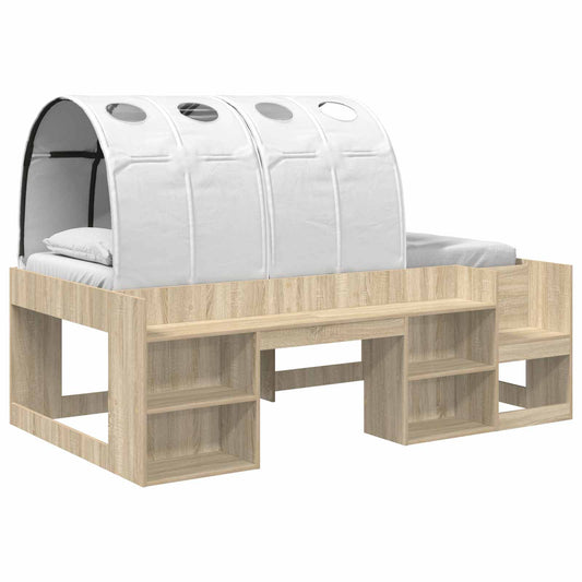 vidaXL Bed with Tunnel 3 pcs Sonoma Oak and White Engineered Wood 2