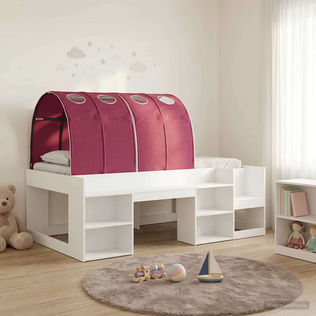 vidaXL Kids'High Bed Frame with Storage 3 pcs White and Red 1