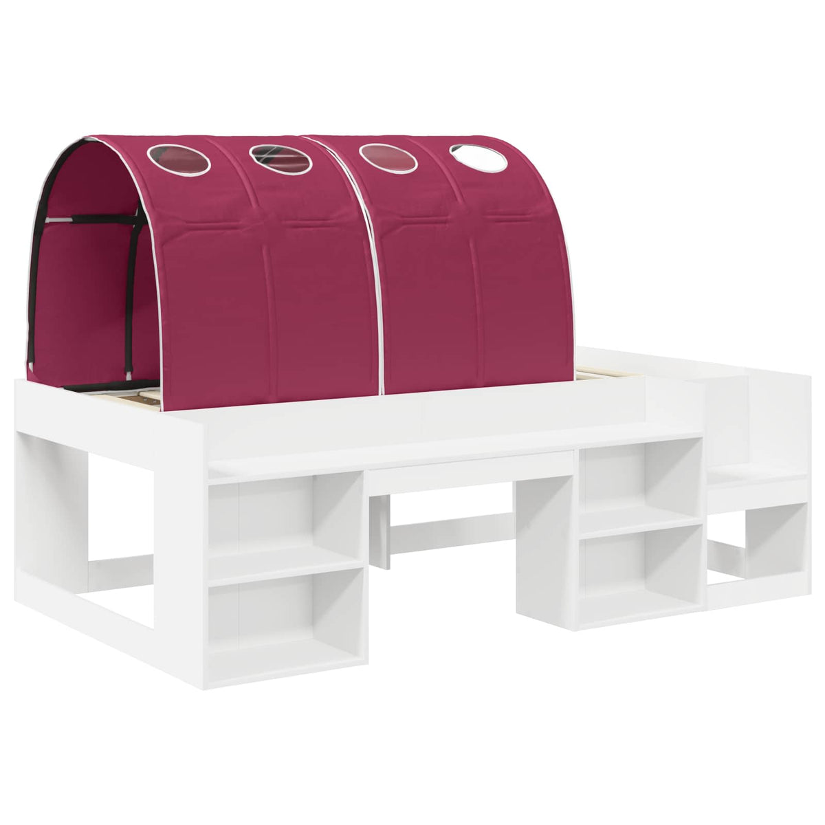 Kids' High Bed Frame with Storage 3 pcs White and red
