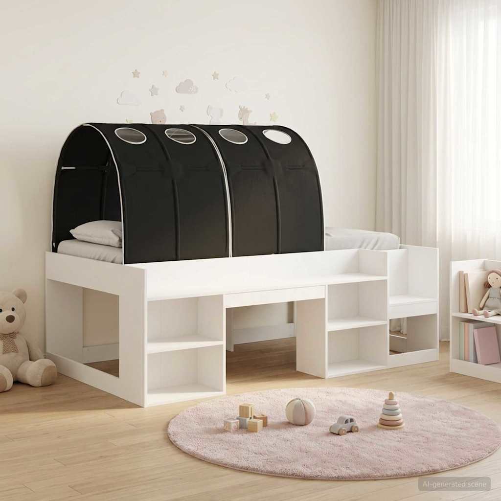 vidaXL Kids'High Bed Frame with Storage 3 pcs White and Black 1