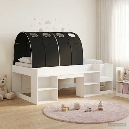 vidaXL Kids'High Bed Frame with Storage 3 pcs White and Black 1