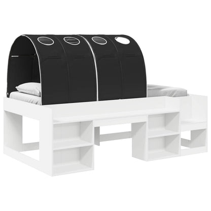 vidaXL Kids'High Bed Frame with Storage 3 pcs White and Black 2