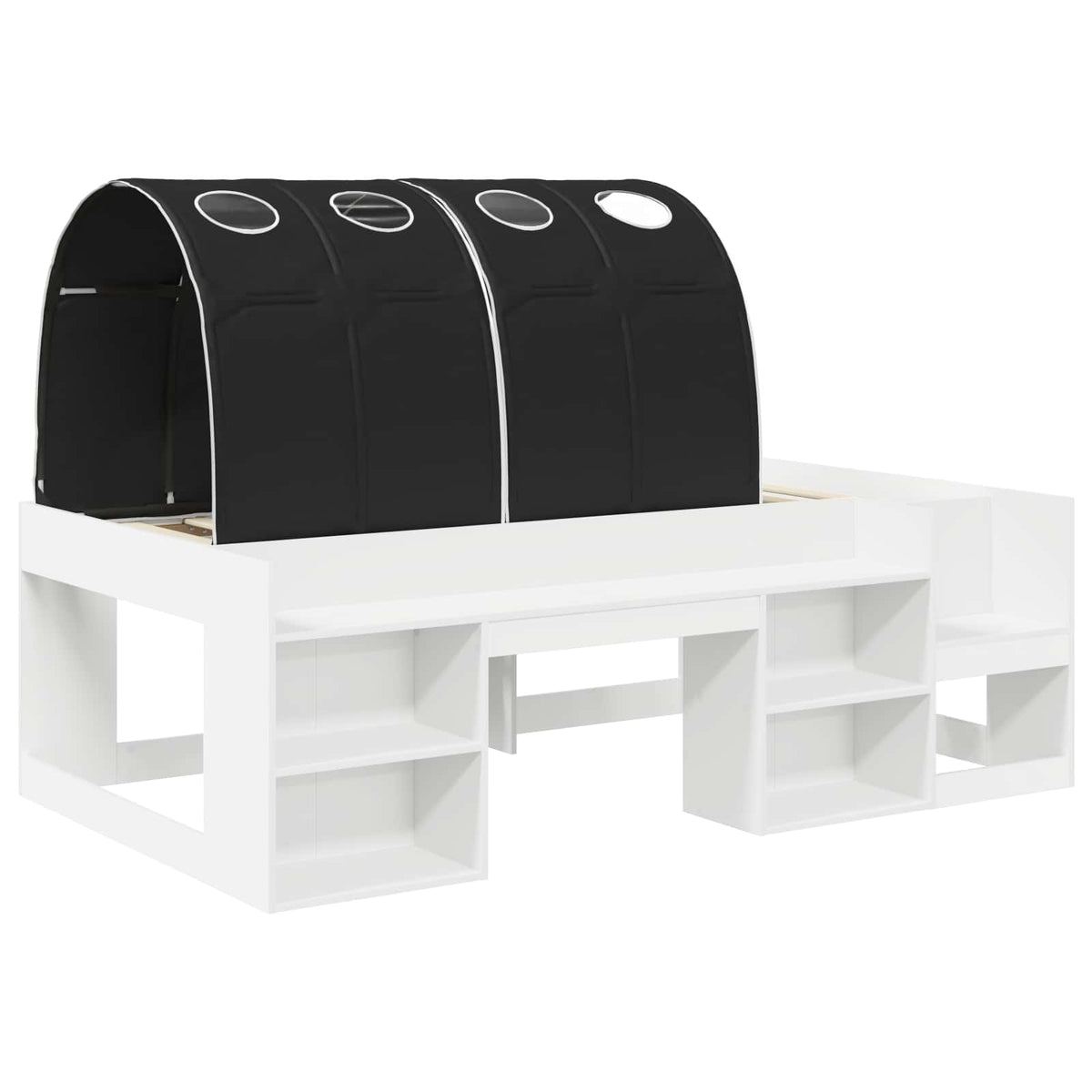 Kids' High Bed Frame with Storage 3 pcs White and black