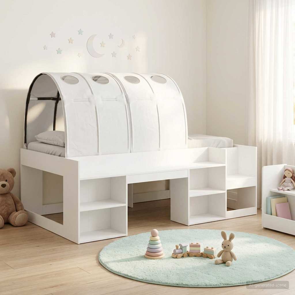 vidaXL Kids'High Bed Frame with Storage 3 pcs White Engineered Wood 1