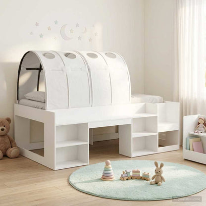 vidaXL Kids'High Bed Frame with Storage 3 pcs White Engineered Wood 1