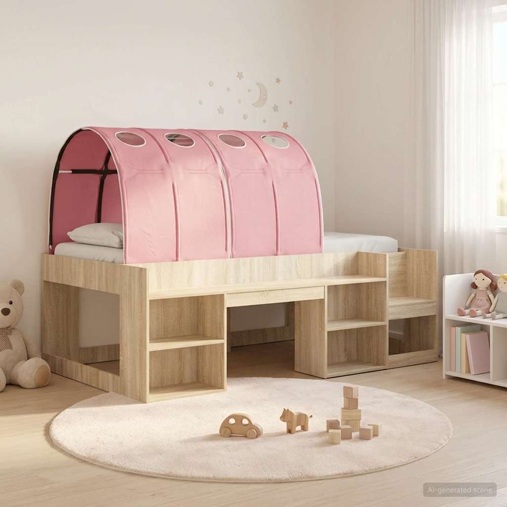 vidaXL Kids'High Bed Frame with Storage 3 pcs Sonoma Oak and Pink 1