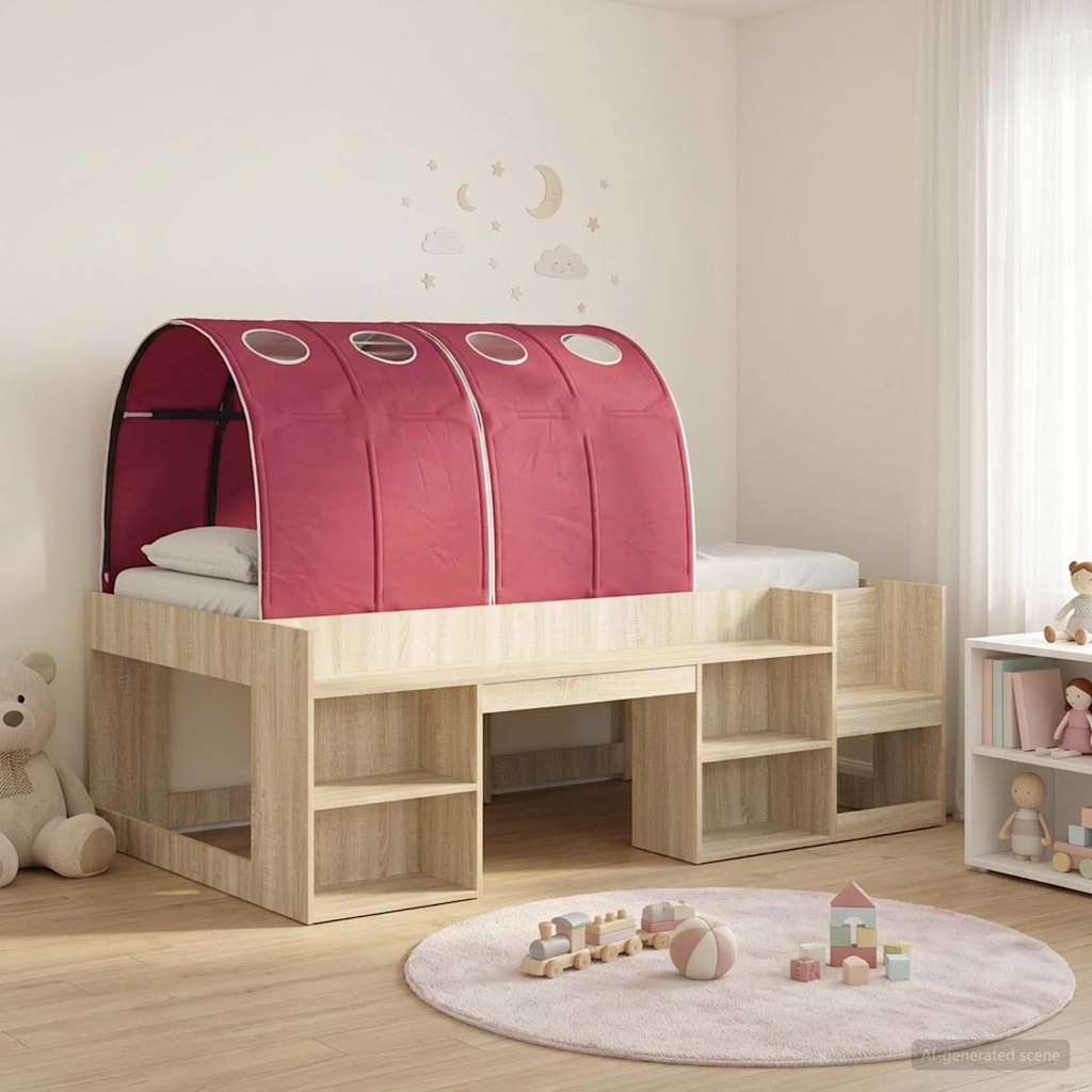 vidaXL Kids'High Bed Frame with Storage 3 pcs Sonoma Oak and Red 1