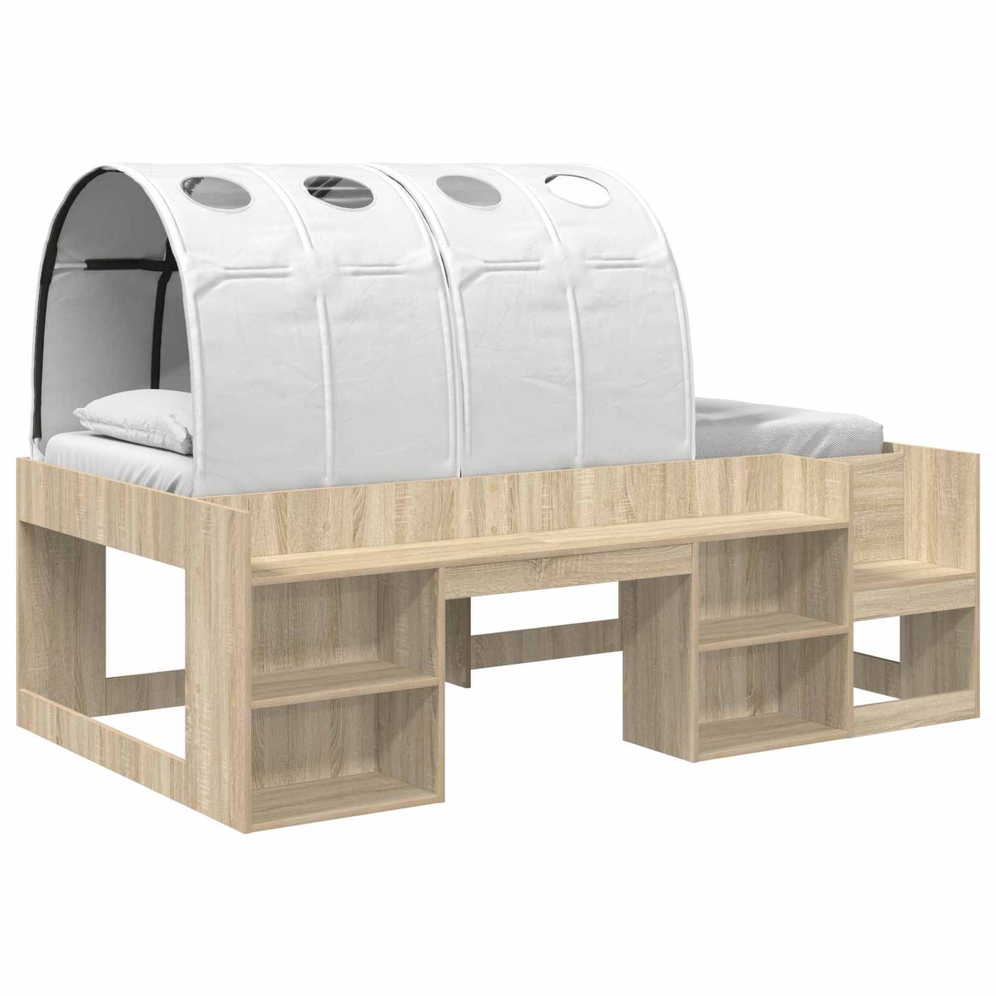 vidaXL Kids'High Bed Frame with Storage 3 pcs Sonoma Oak and white 2