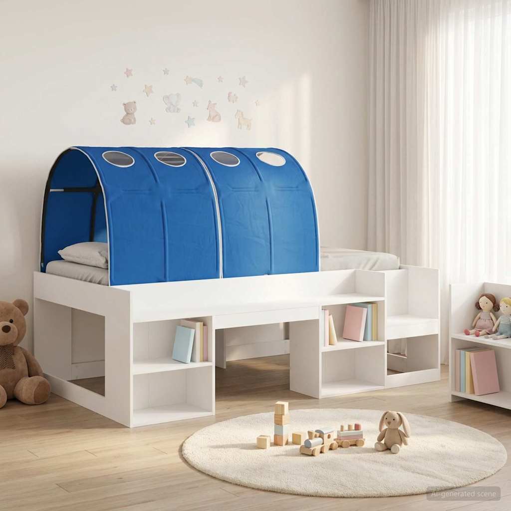 vidaXL Bed Frame with Tunnel 3 pcs White and Blue Engineered Wood 1
