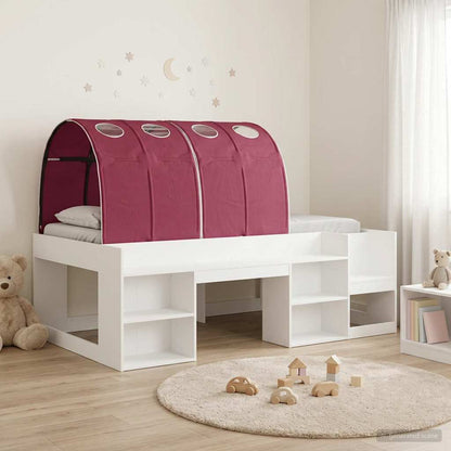 vidaXL Bed Frame with Tunnel 3 pcs White and Red Engineered Wood 1