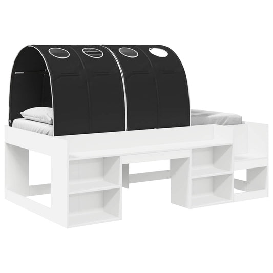 vidaXL Bed Frame with Tunnel 3 pcs White and Black Engineered Wood 2