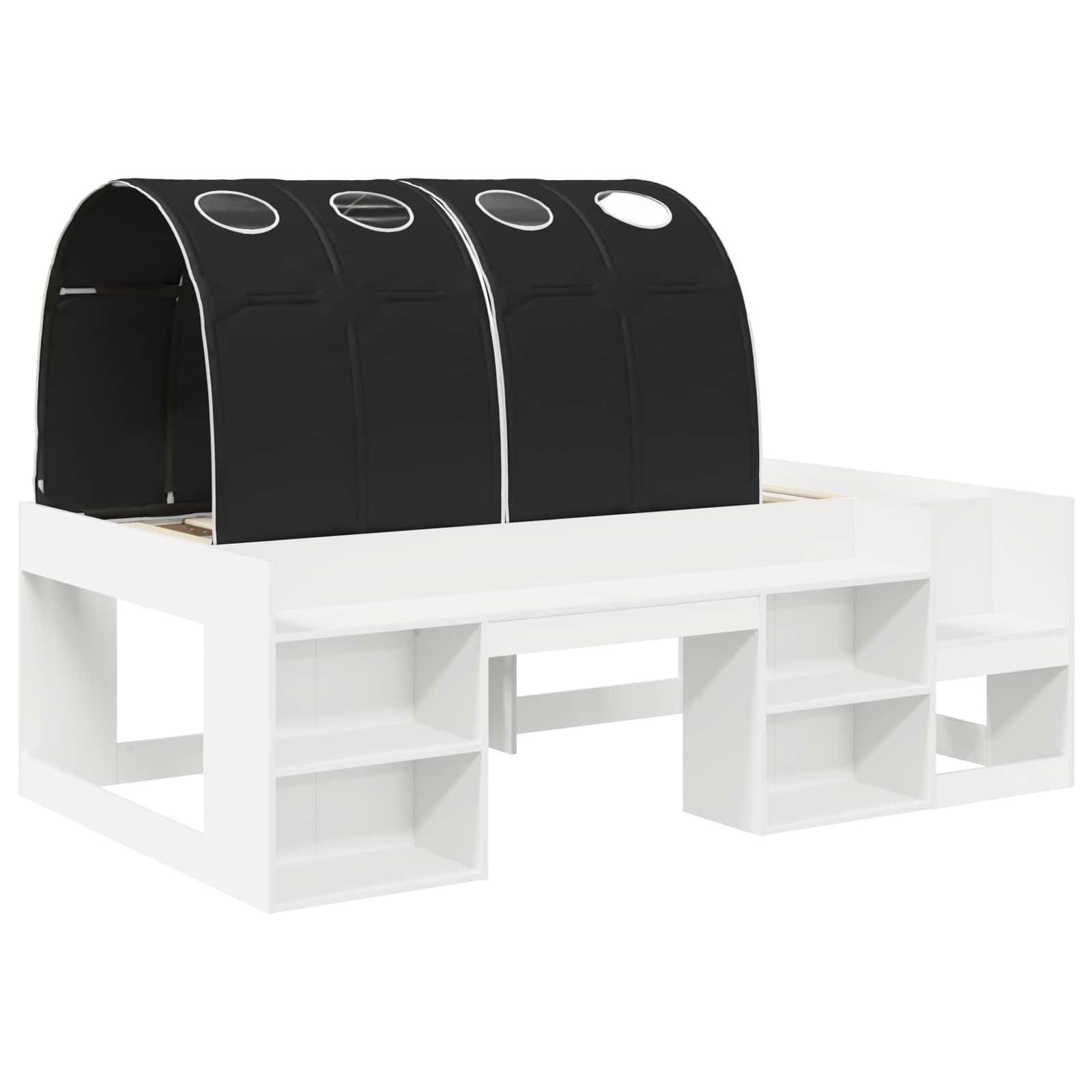 vidaXL Bed Frame with Tunnel 3 pcs White and Black Engineered Wood 3