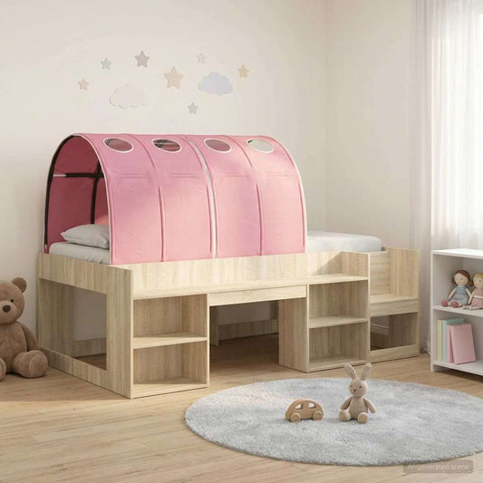 vidaXL Bed Frame with Tunnel 3 pcs Sonoma Oak and Pink Engineered Wood 1