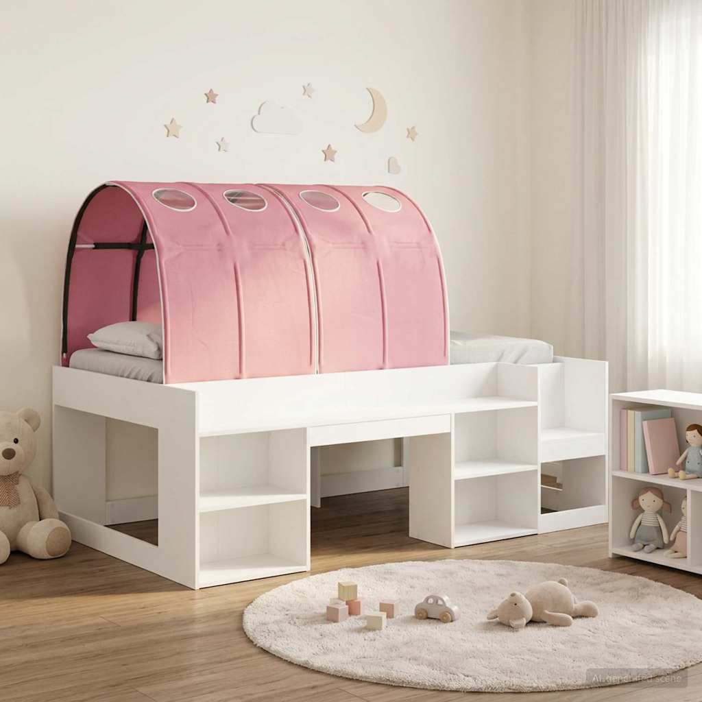 vidaXL Bed Frame with Tunnel 3 pcs White and Pink Engineered Wood 1