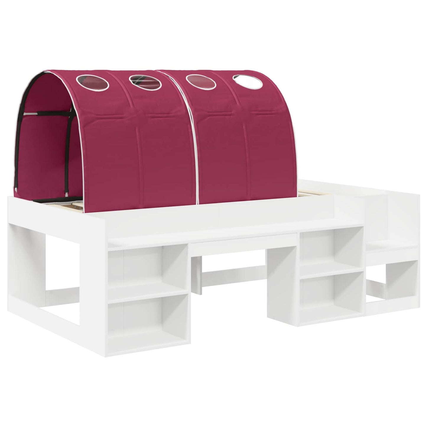 vidaXL Bed Frame with Tunnel 3 pcs White and Red Engineered Wood 3