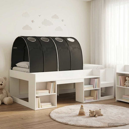 vidaXL Bed Frame with Tunnel 3 pcs White and Black Engineered Wood 1