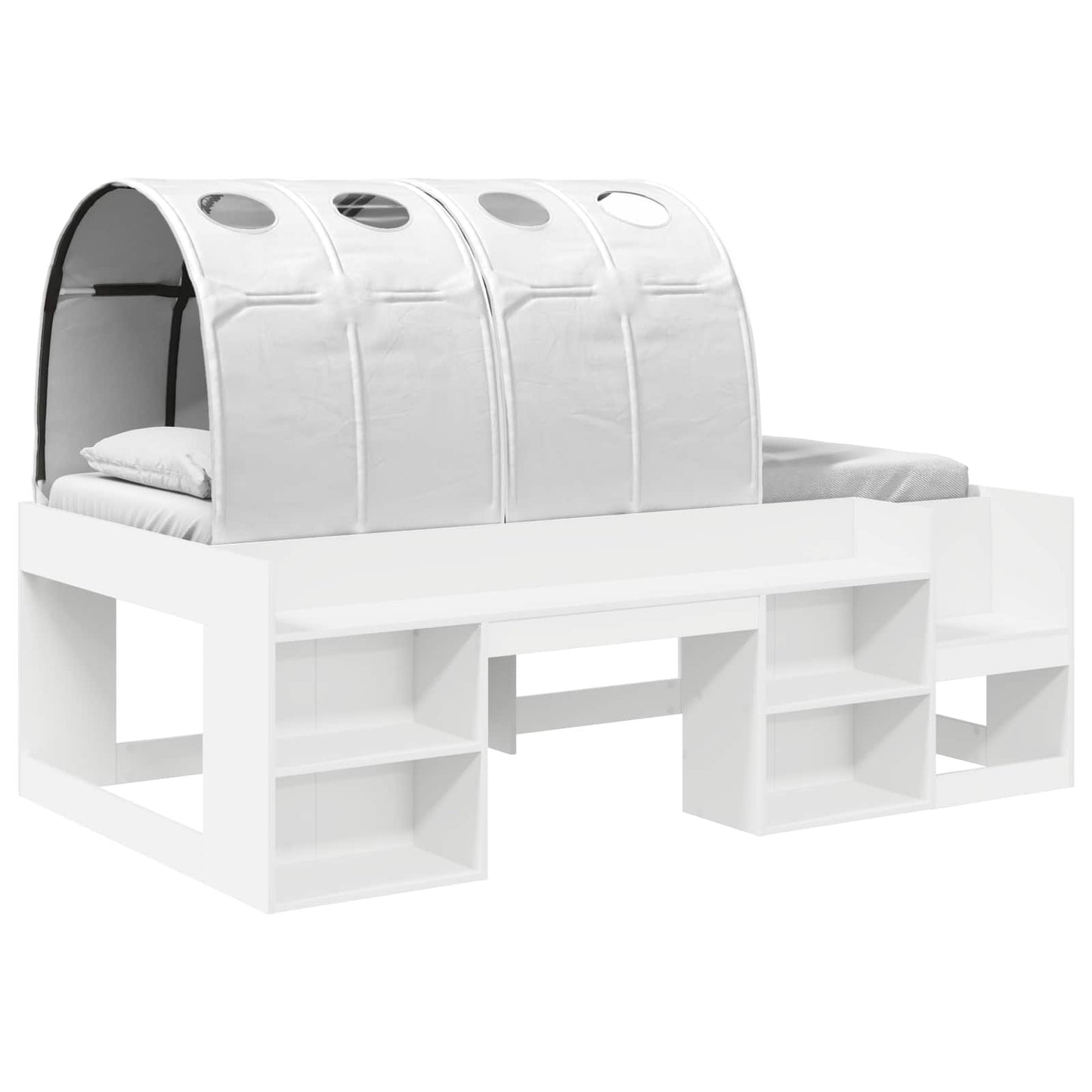 vidaXL Bed Frame with Tunnel with Shelf 3 pcs White Engineered Wood 2
