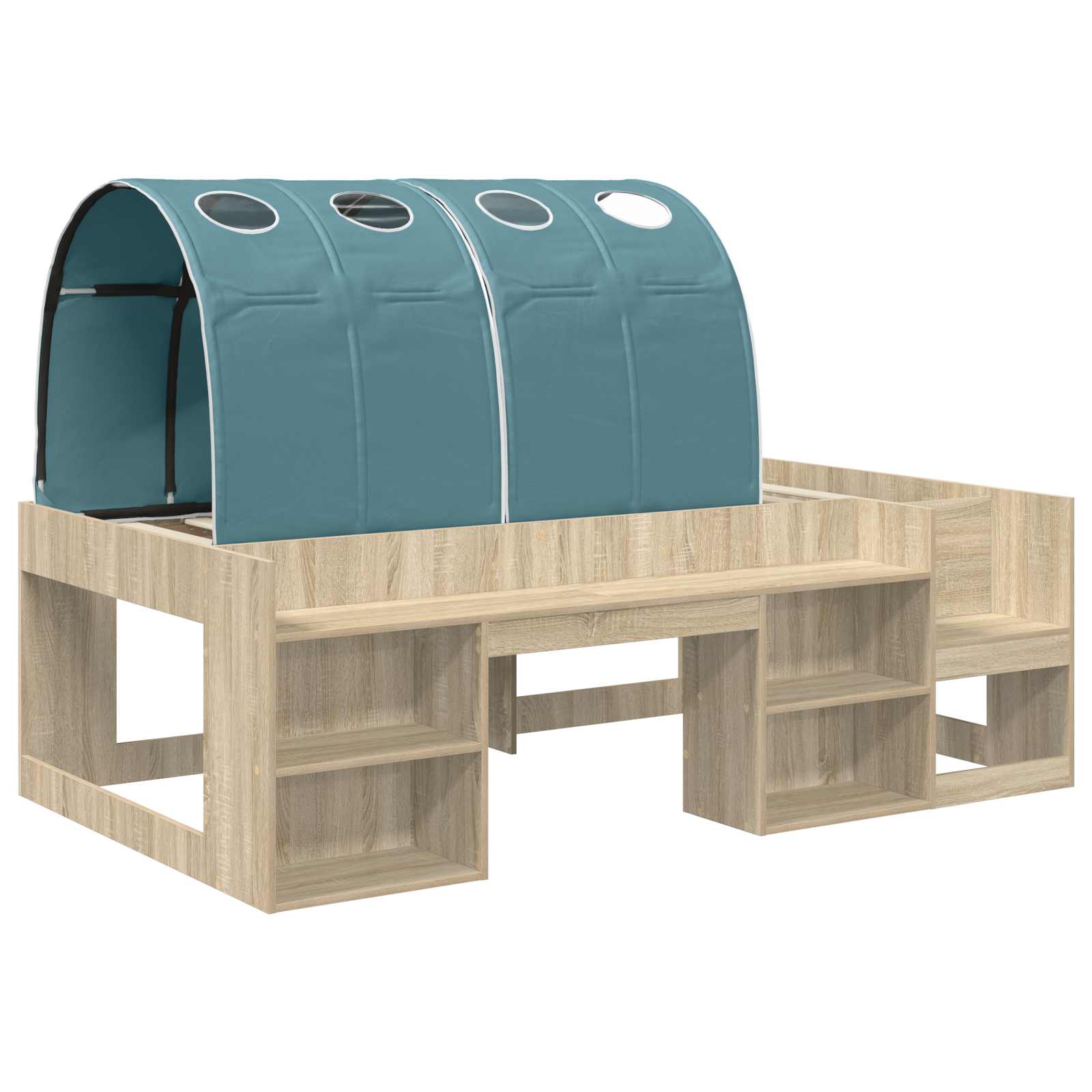 vidaXL Bed Frame with Tunnel 3 pcs Sonoma Oak and Light Blue 3