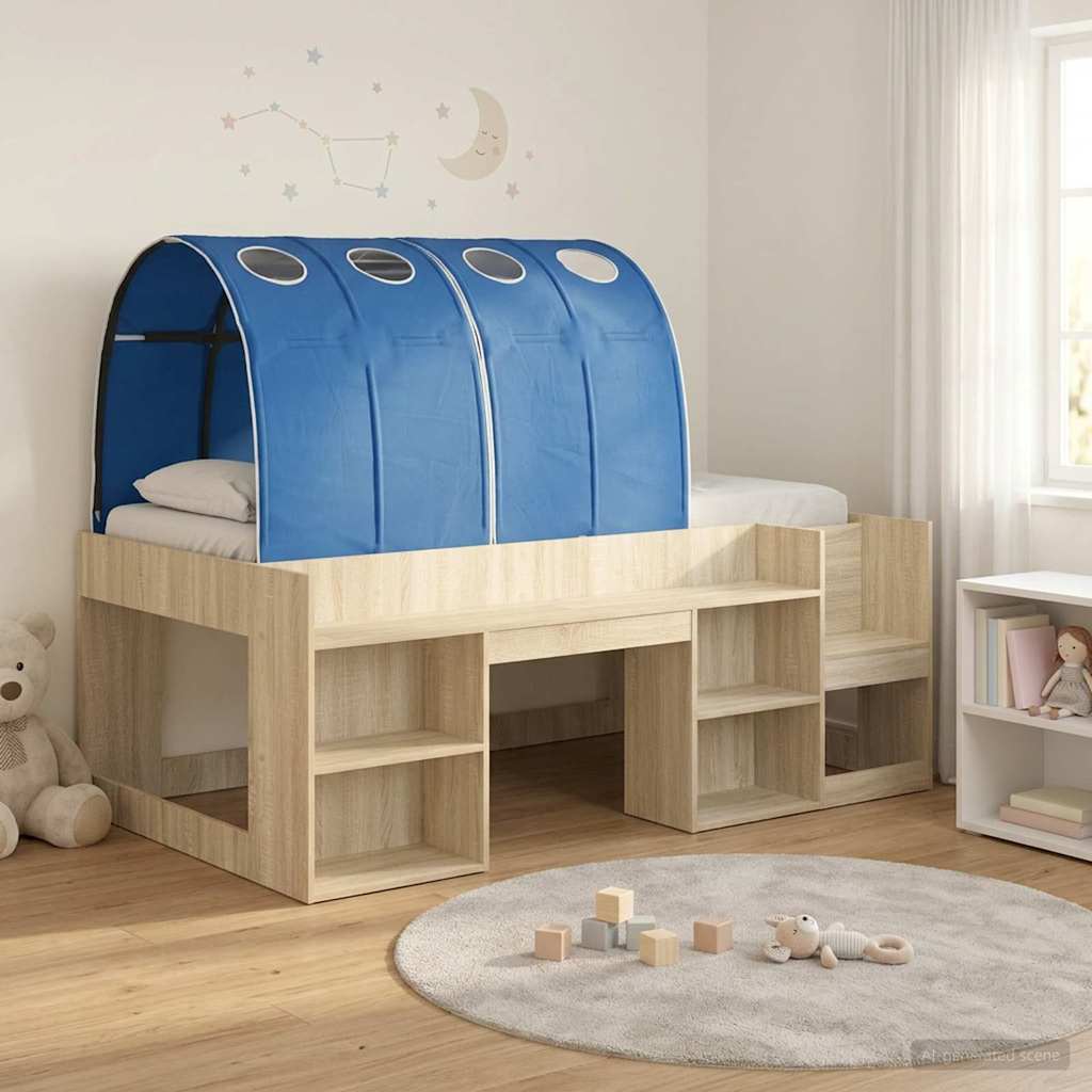 vidaXL Bed Frame with Tunnel 3 pcs Sonoma Oak and Blue Engineered Wood 1