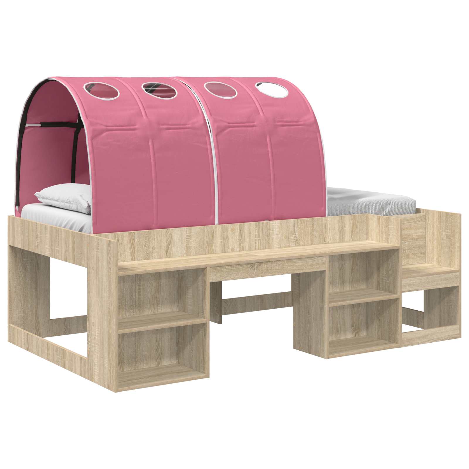 vidaXL Bed Frame with Tunnel 3 pcs Sonoma Oak and Pink Engineered Wood 2