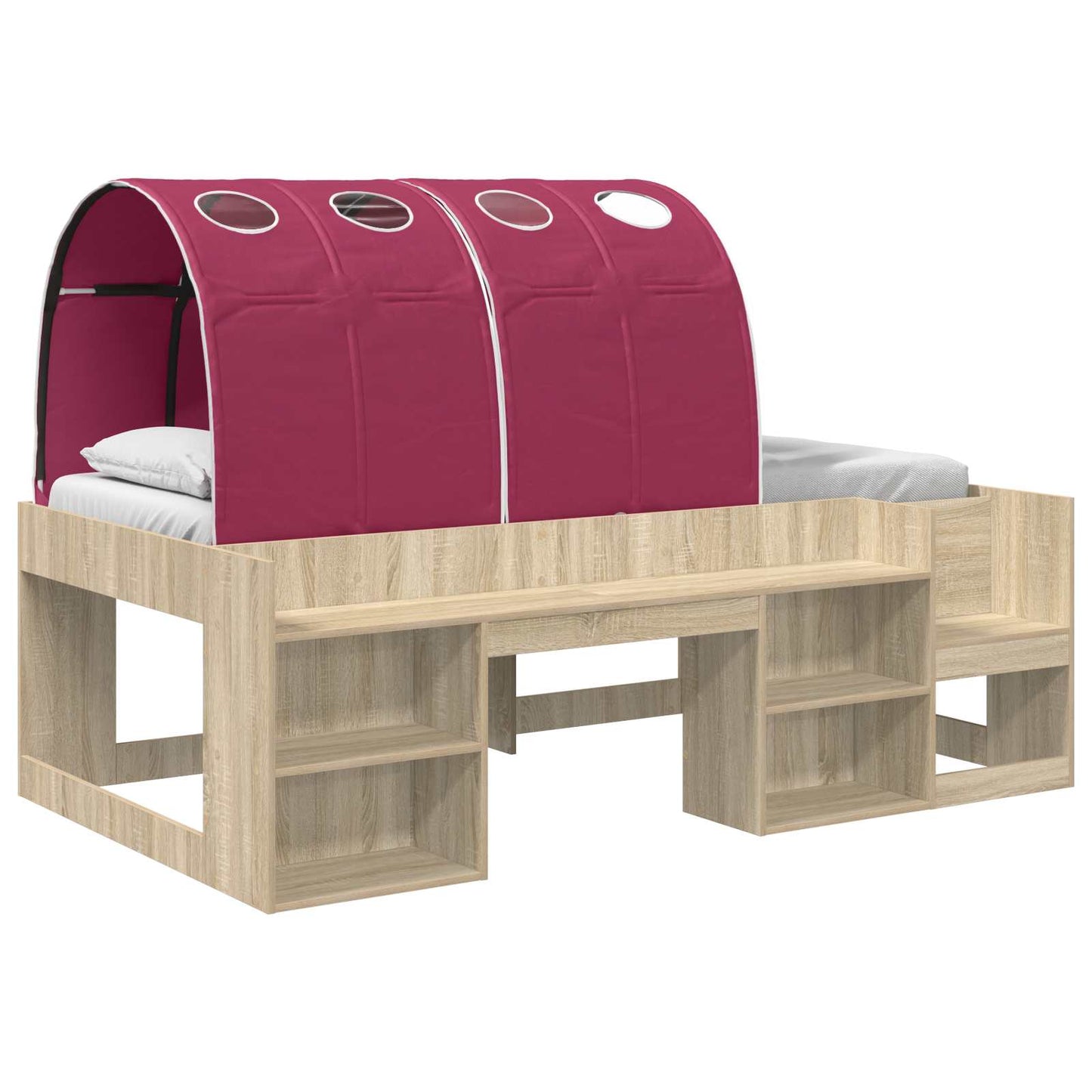 vidaXL Bed Frame with Tunnel 3 pcs Sonoma Oak and Red Engineered Wood 2