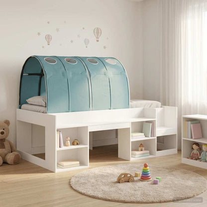 vidaXL Bed Frame with Tunnel with Shelf 3 pcs White and Light Blue 1