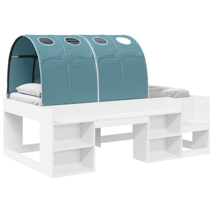 vidaXL Bed Frame with Tunnel with Shelf 3 pcs White and Light Blue 2