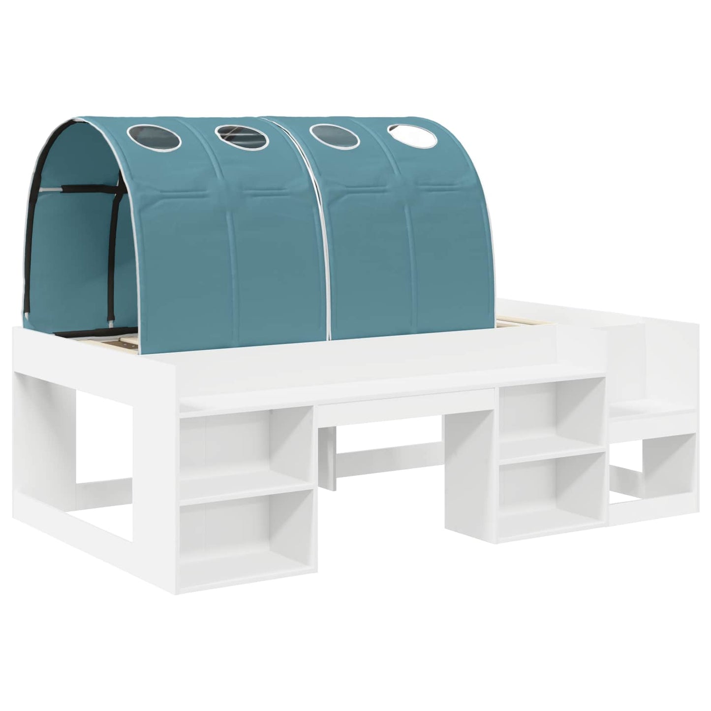 vidaXL Bed Frame with Tunnel with Shelf 3 pcs White and Light Blue 3