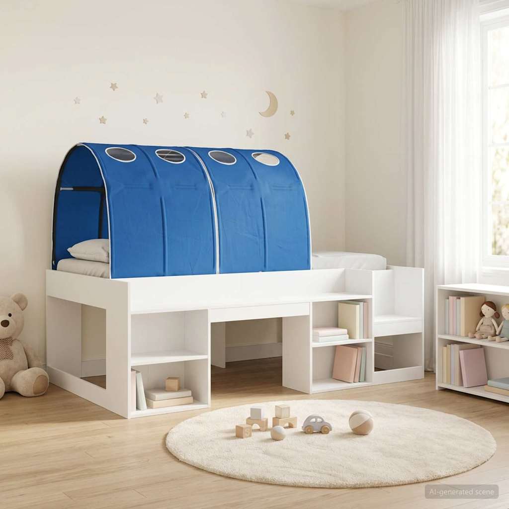 vidaXL Bed Frame with Tunnel 3 pcs White and Blue Engineered Wood 1