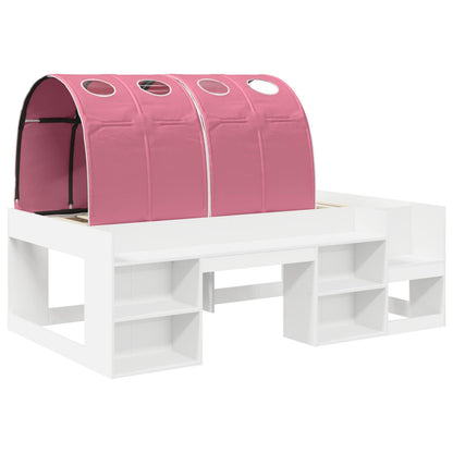 vidaXL Bed Frame with Tunnel 3 pcs White and Pink Engineered Wood 3