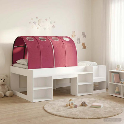 vidaXL Bed Frame with Tunnel 3 pcs White and Red Engineered Wood 1