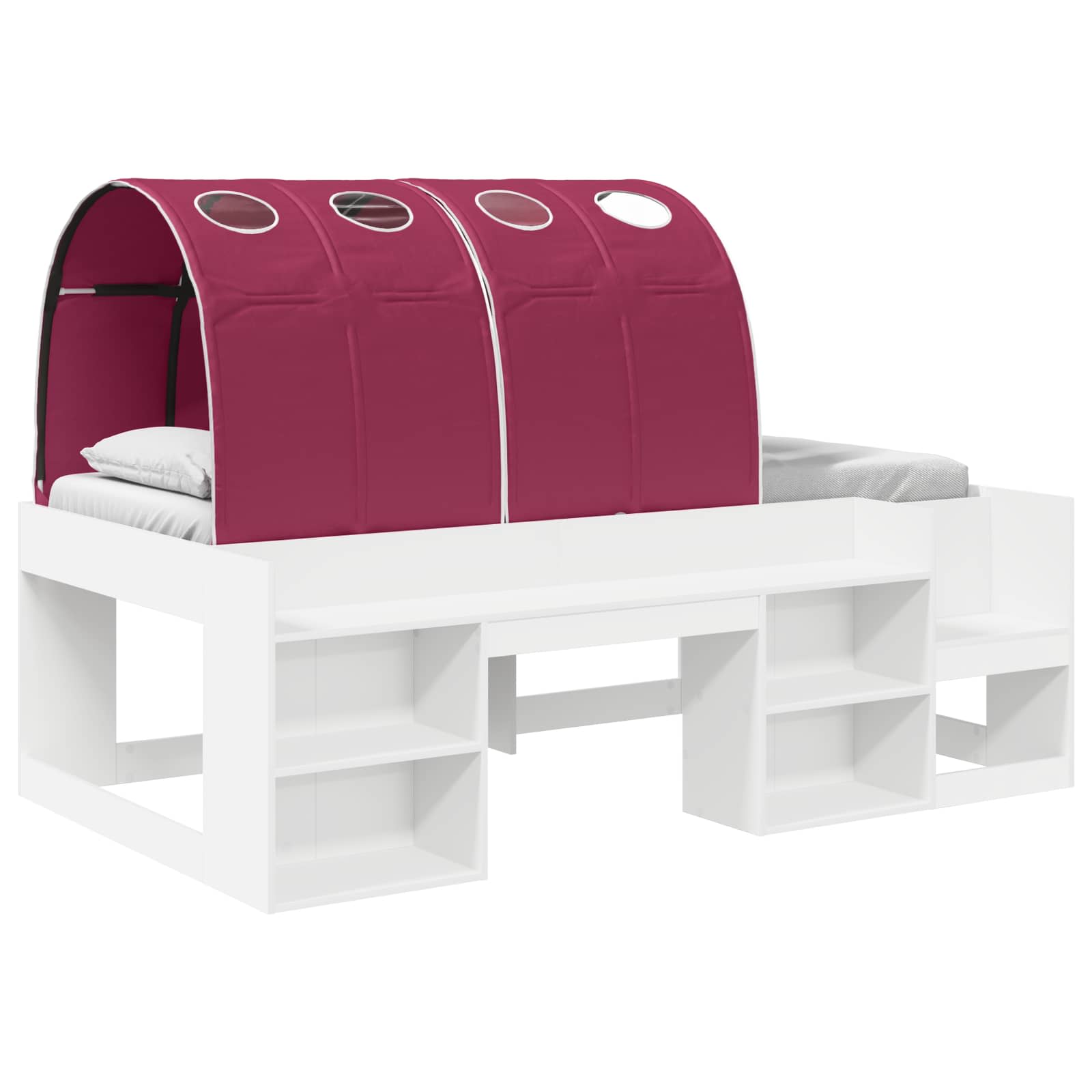 vidaXL Bed Frame with Tunnel 3 pcs White and Red Engineered Wood 2