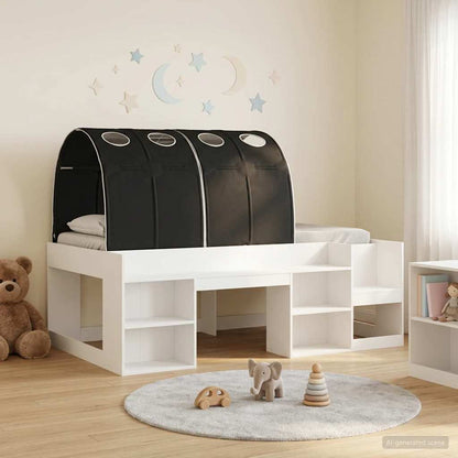 vidaXL Bed Frame with Tunnel 3 pcs White and Black Engineered Wood 1