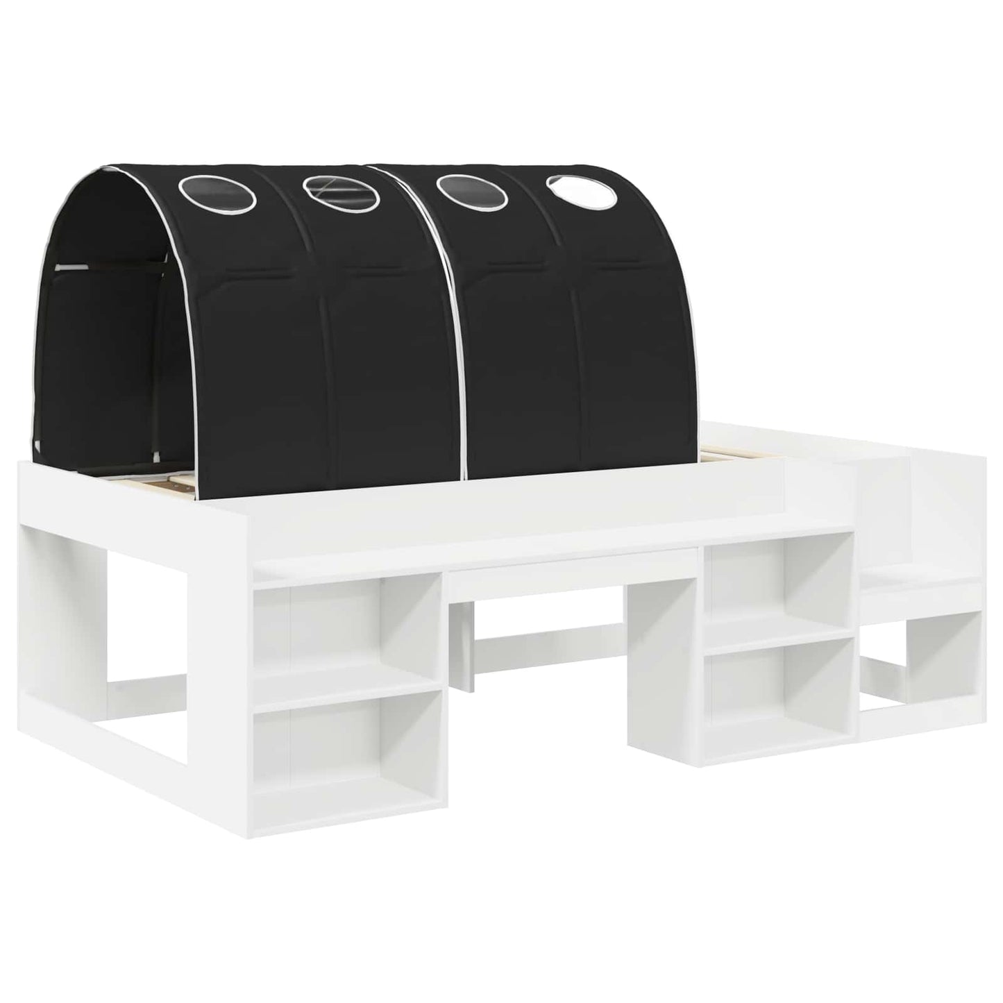 vidaXL Bed Frame with Tunnel 3 pcs White and Black Engineered Wood 3
