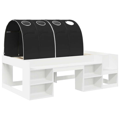 vidaXL Bed Frame with Tunnel 3 pcs White and Black Engineered Wood 3