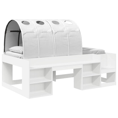 vidaXL Bed Frame with Tunnel with Shelf 3 pcs White Engineered Wood 2