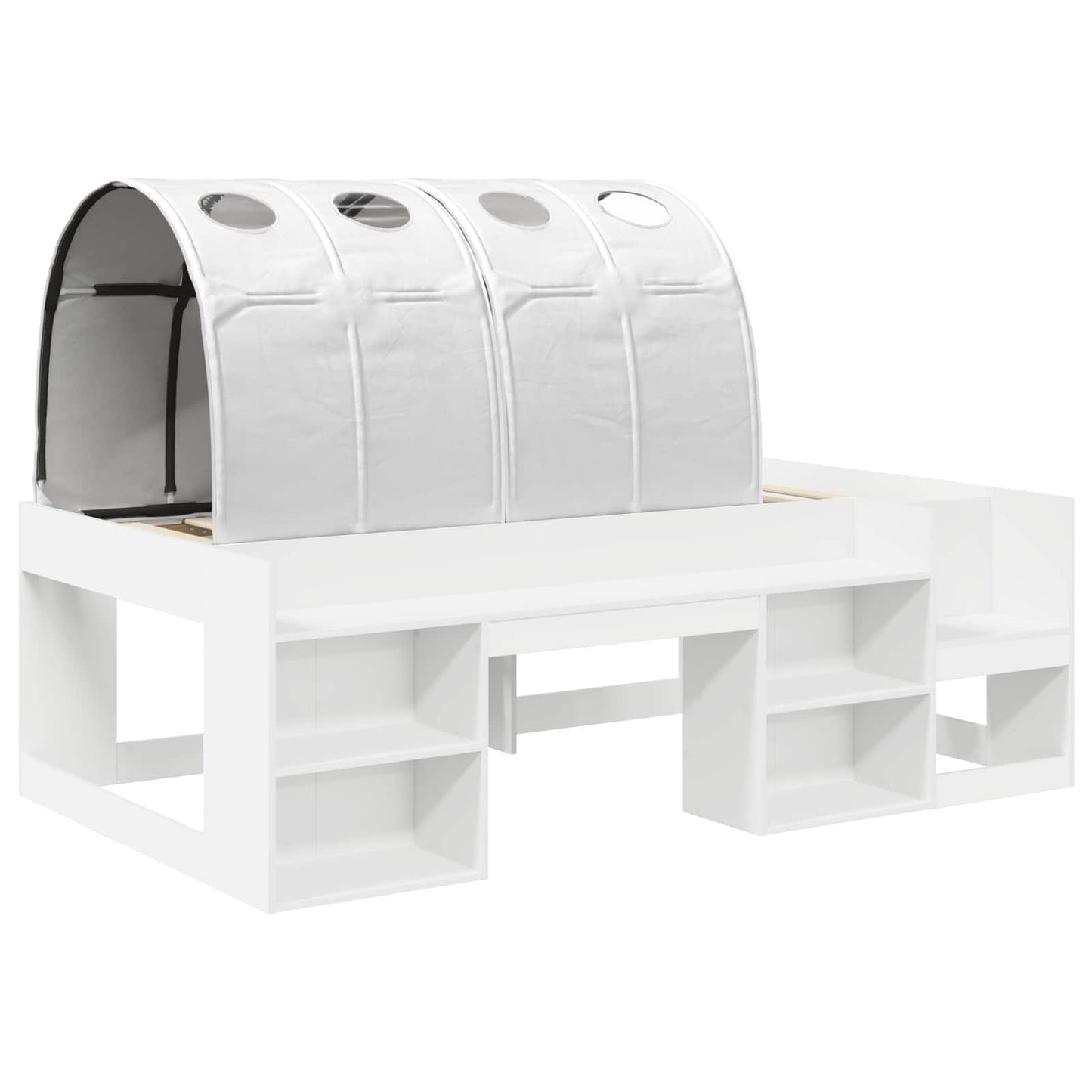 vidaXL Bed Frame with Tunnel with Shelf 3 pcs White Engineered Wood 3