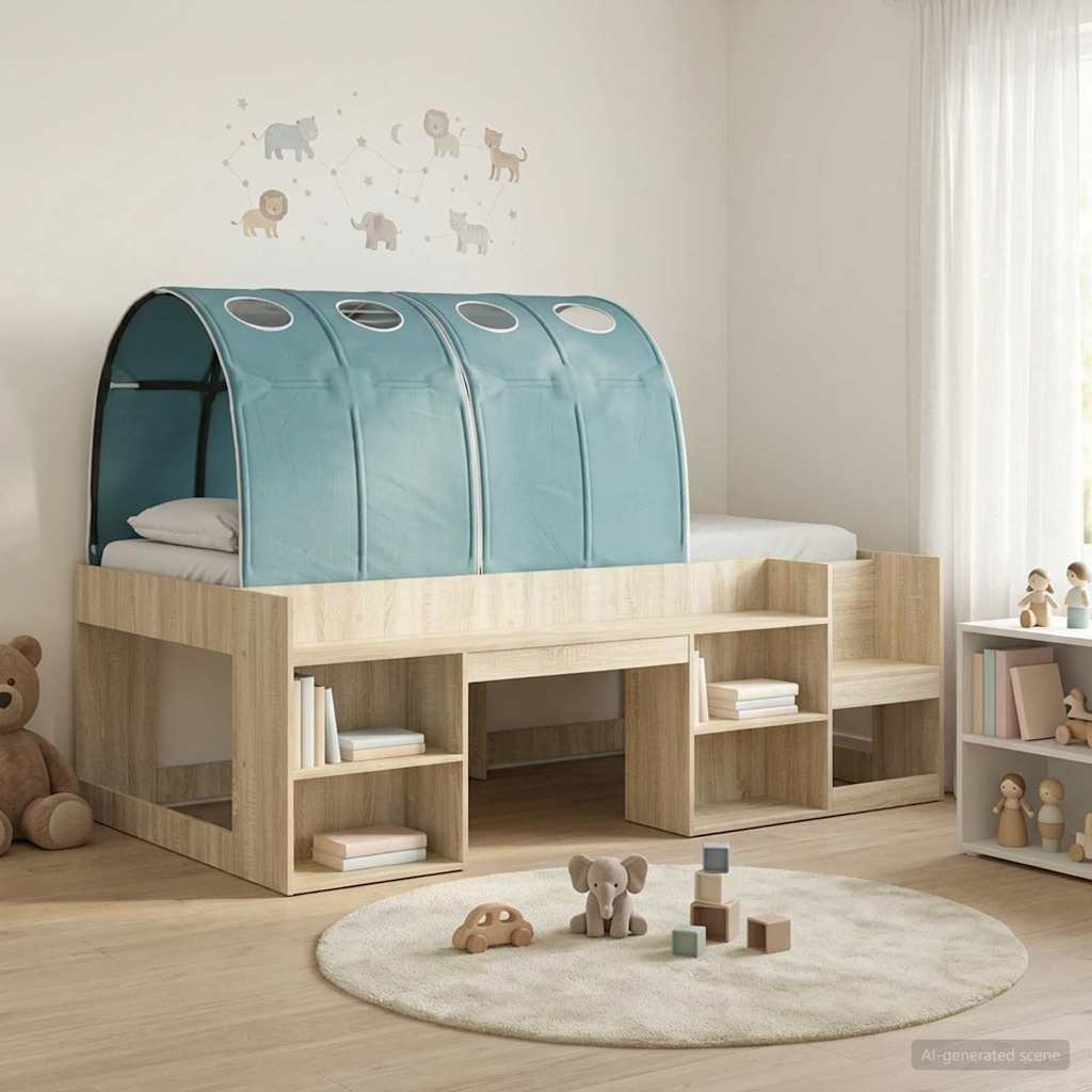vidaXL Bed Frame with Tunnel 3 pcs Sonoma Oak and Light Blue 1