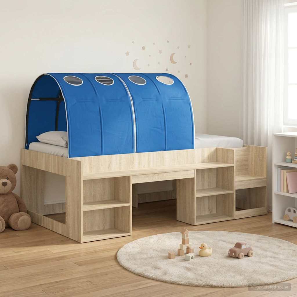vidaXL Bed Frame with Tunnel 3 pcs Sonoma Oak and Blue Engineered Wood 1