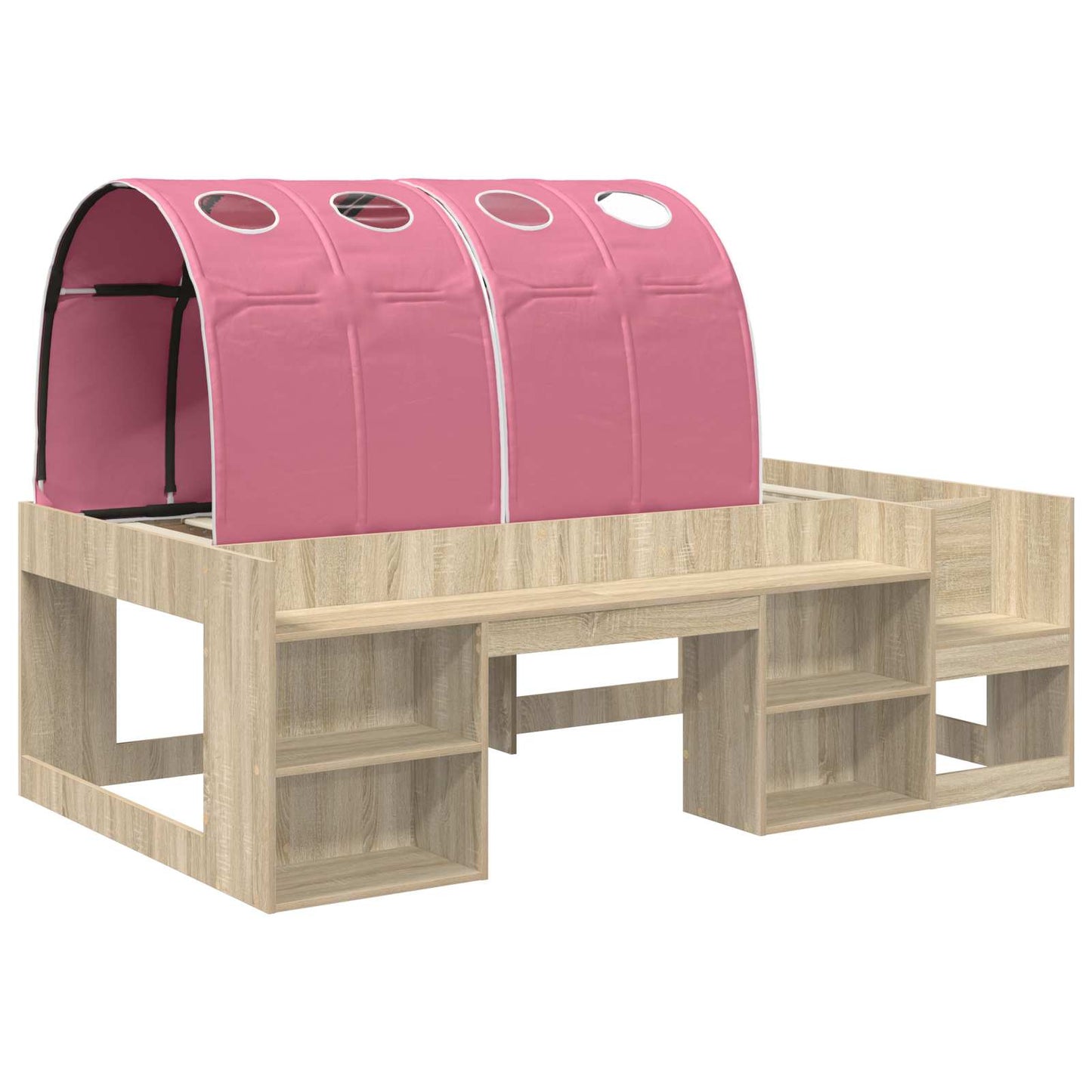 vidaXL Bed Frame with Tunnel 3 pcs Sonoma Oak and Pink Engineered Wood 3