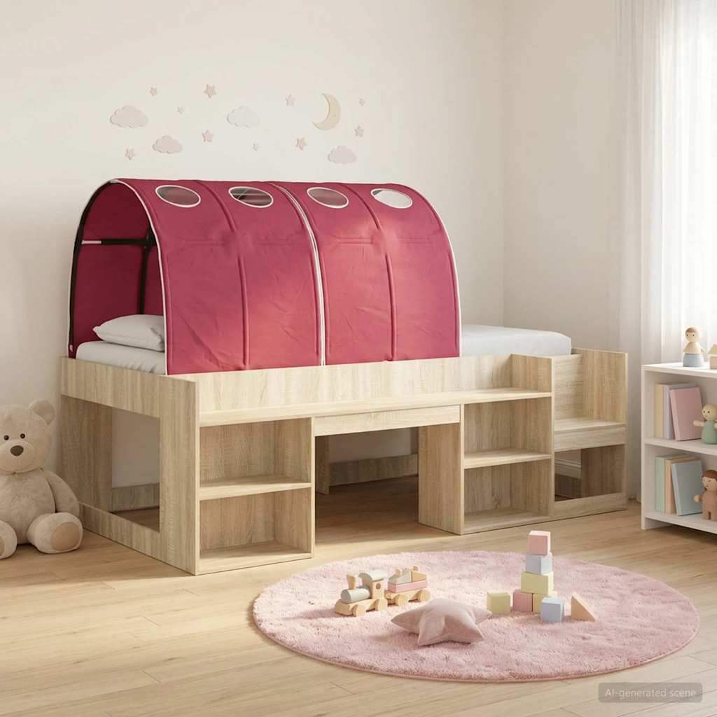 vidaXL Bed Frame with Tunnel 3 pcs Sonoma Oak and Red Engineered Wood 1