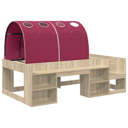 vidaXL Bed Frame with Tunnel 3 pcs Sonoma Oak and Red Engineered Wood 3