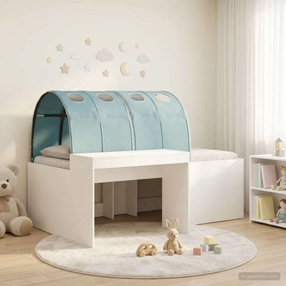 vidaXL Bed Frame with Tunnel with Shelf 3 pcs White and Light Blue 1