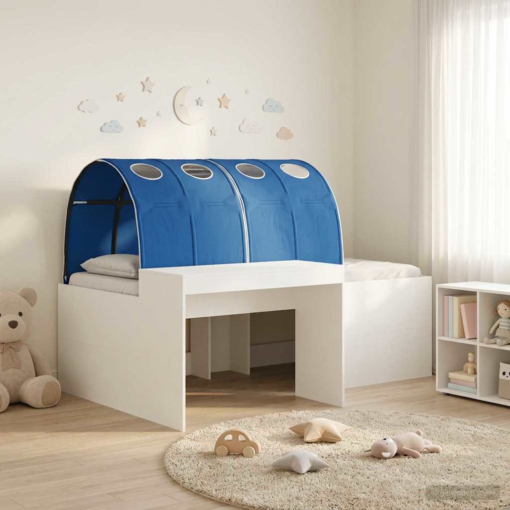 vidaXL Bed Frame with Tunnel 3 pcs White and Blue Engineered Wood 1