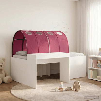 vidaXL Bed Frame with Tunnel 3 pcs White and Red Engineered Wood 1