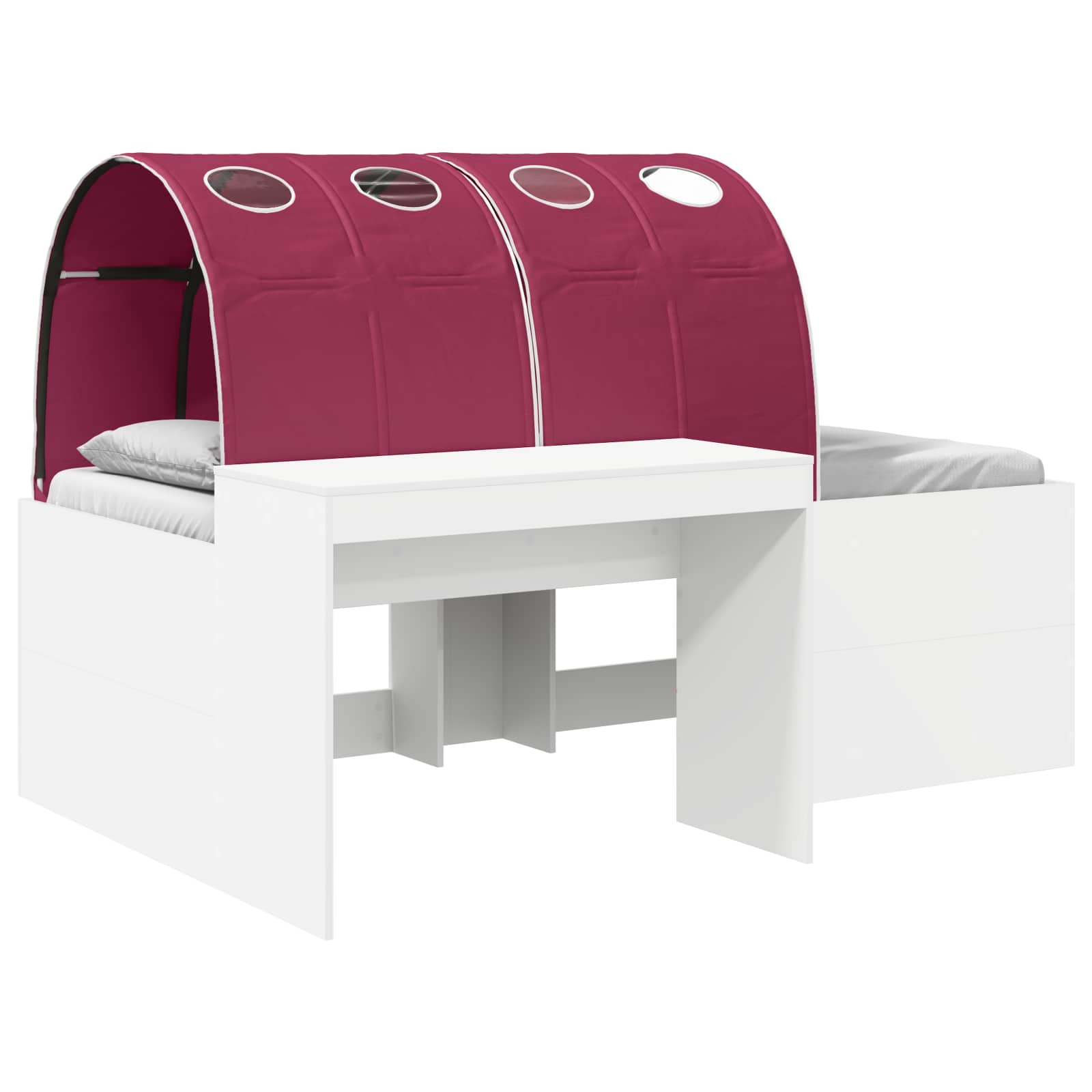 vidaXL Bed Frame with Tunnel 3 pcs White and Red Engineered Wood 2