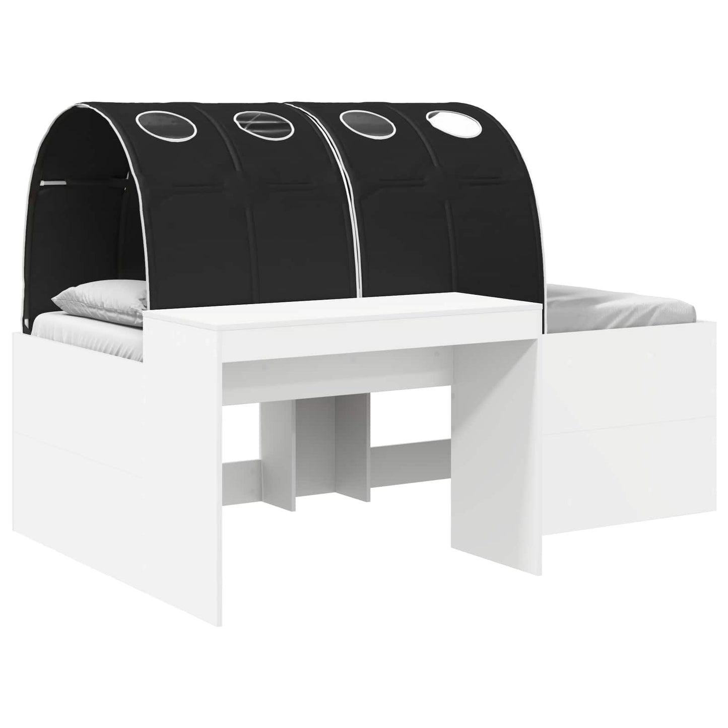 vidaXL Bed Frame with Tunnel 3 pcs White and Black Engineered Wood 2