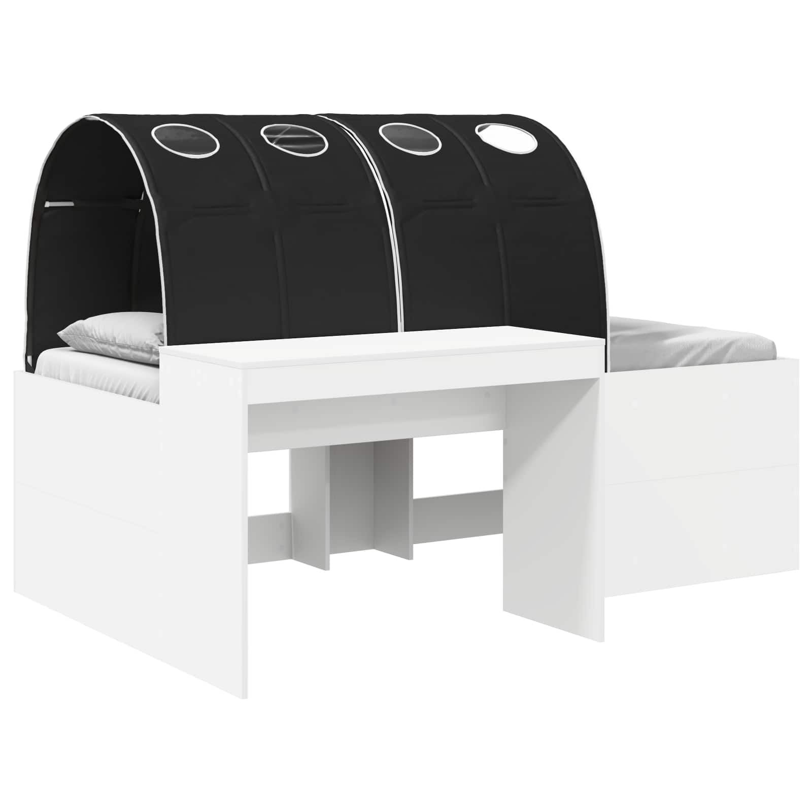 vidaXL Bed Frame with Tunnel 3 pcs White and Black Engineered Wood 2