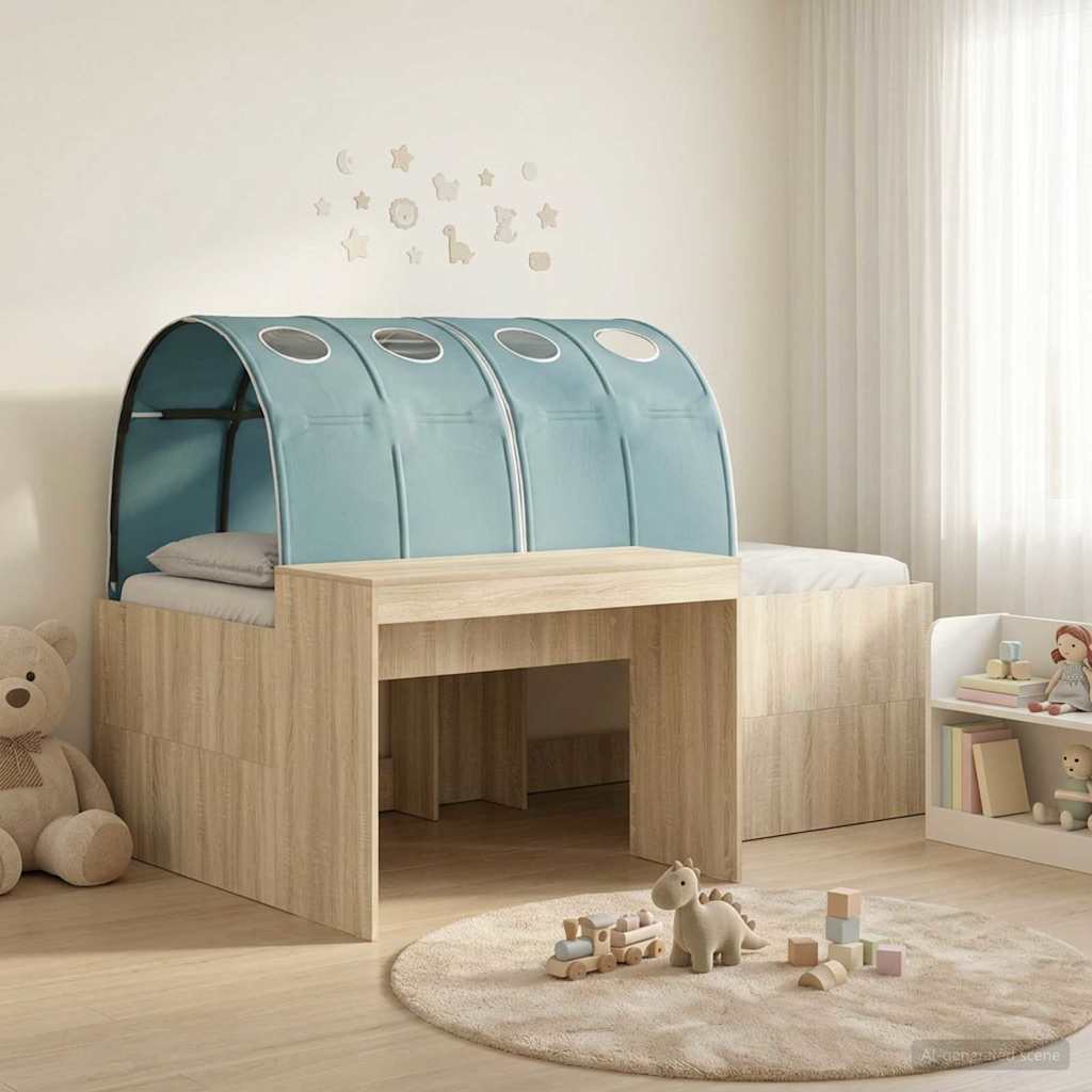 vidaXL Bed Frame with Tunnel 3 pcs Sonoma Oak and Light Blue 1