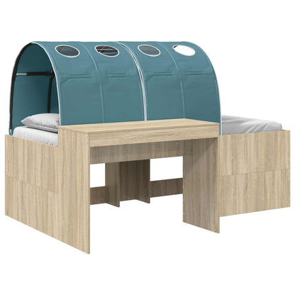 vidaXL Bed Frame with Tunnel 3 pcs Sonoma Oak and Light Blue 2